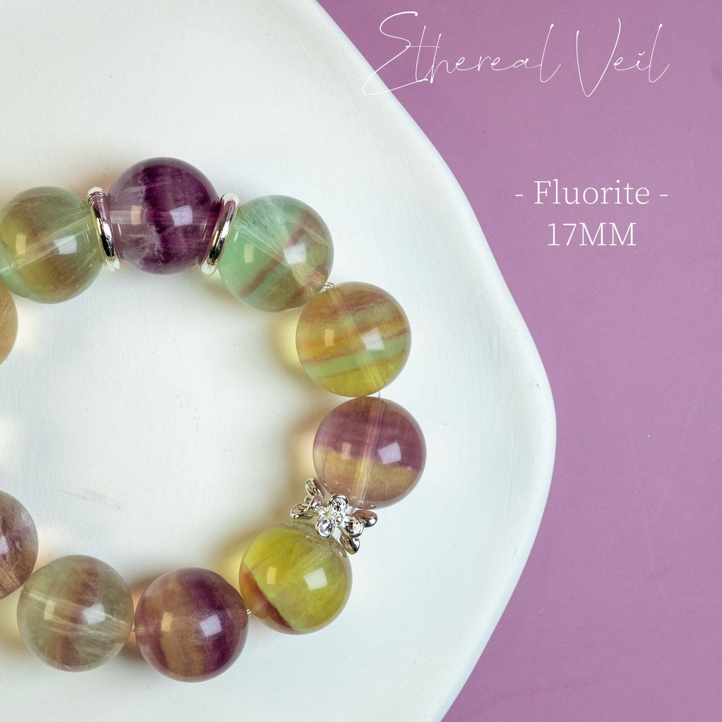 Aurora Focus – Natural Fluorite Energy Bracelet– Natural Healing Crystals Jewelry – Handmade Natural Crystals|「Ethereal Veil」