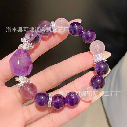 Crown Clarity – 12MM Amethyst Healing Bracelet– Natural Healing Crystals Jewelry – Handmade Natural Crystals|「Ethereal Veil」