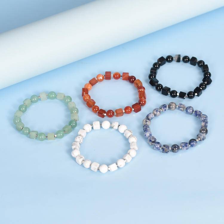 Natural Cube Stone Chip Bead Bracelet | Raw Crystal Square Beads for Everyday Style & Energy Balance