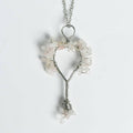 Hand-Wrapped Crystal Tree Christmas Necklace | Natural Stone Chips Wire-Art Pendant for Holiday Magic & Healing Energy