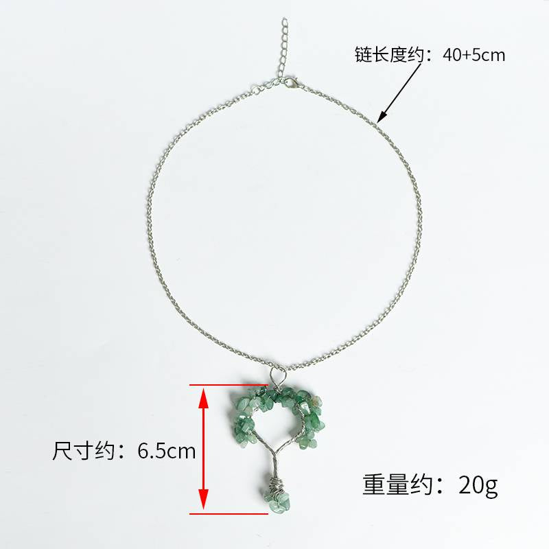 Hand-Wrapped Crystal Tree Christmas Necklace | Natural Stone Chips Wire-Art Pendant for Holiday Magic & Healing Energy